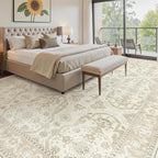 Soalmost 10x14 Area Rugs for Living Room Washable Rug Non-Slip Beige/Brown | - Image 4