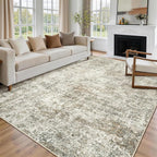 9x12 Area Rugs for Living Room Washable Bedroom Dining Room Beige Brown | - Image 8