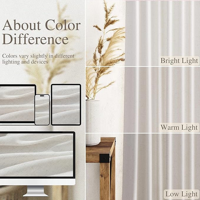 Natural Linen Curtains 80 Inch Length - Image 3