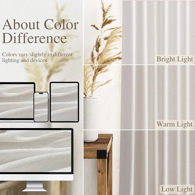 Natural Linen Curtains 108 Inches Long - Image 3