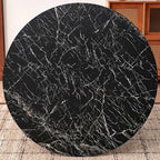 Dining Table Set for 4, Mid Century Modern 47 Inch Black Marble-Look Wooden - Image 3