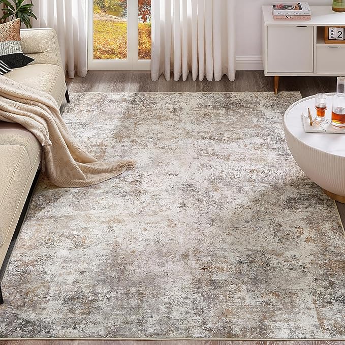UERMEI 5x8 Area Rug Living Room Rugs Washable Neutral Brown Grey Carpet | by UERMEI