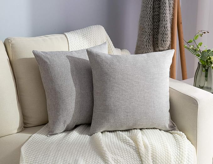 Stellhome Pack of 2 Burlap Throw Pillow Covers Farmhouse Linen Cushion Covers by Stellhome