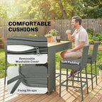 Outsunny 5 Piece Outdoor Bar Set, Wicker Outdoor High Top Table and Chairs - Image 6