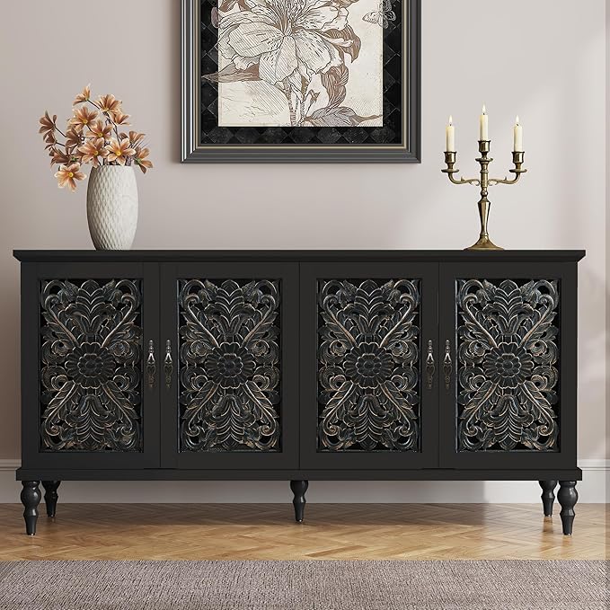 ARTPOWER 61.8" Hollow Carved Wood Accent Cabinet by PowerofArtBetterforLife