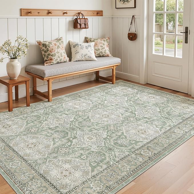 Soalmost 4x6 Area Rug for Living Room, Washable Rugs Non-Slip, Thin Foldable - Image 3