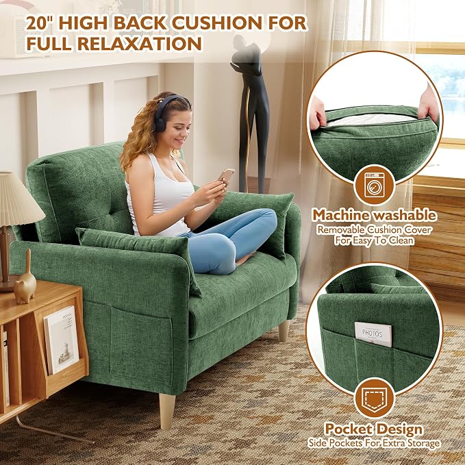 Urhanherry 47" Small Sofa Couch - Image 4