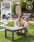 SERWALL 4 Pieces HDPE Outdoor Sofa Set - Image 7