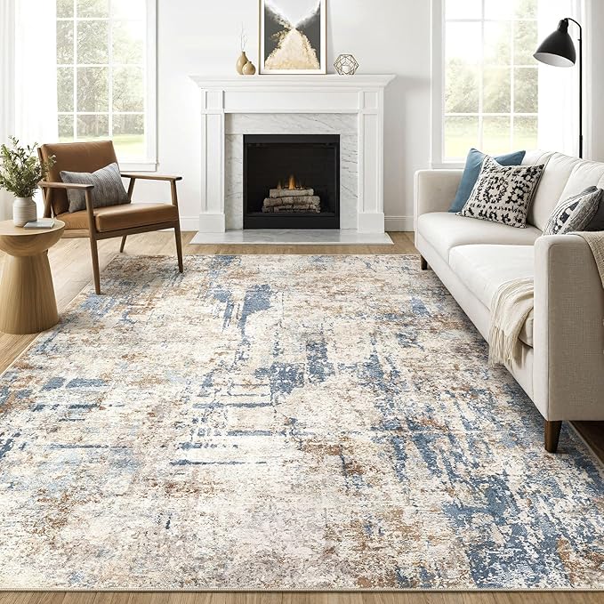 7x9 Area Rug Washable Rugs: Living Room Large Abstract Modern Soft Stain by LOONGRUG