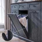 IFGET Triple Tilt Out Trash Can Cabinet, 20 Gallon Farmhouse Laundry Hamper - Image 6