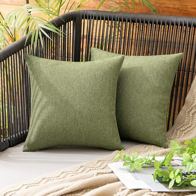 MIULEE Pack of 2 Decorative Outdoor Solid Waterproof Throw Pillow Covers Faux by MIULEE