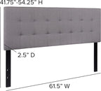 Flash Furniture Bedford Tufted Upholstered Queen Size Headboard in Light Gray - Image 2