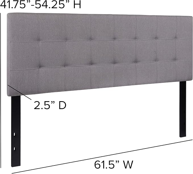 Flash Furniture Bedford Tufted Upholstered Queen Size Headboard in Light Gray - Image 2