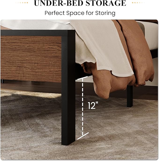 SHA CERLIN 14 Inch Twin Size Metal Platform Bed Frame - Image 4