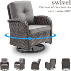Belord Patio Furniture Swivel Glider PE Wicker Chairs, Outdoor Swivel Rocker - Image 2
