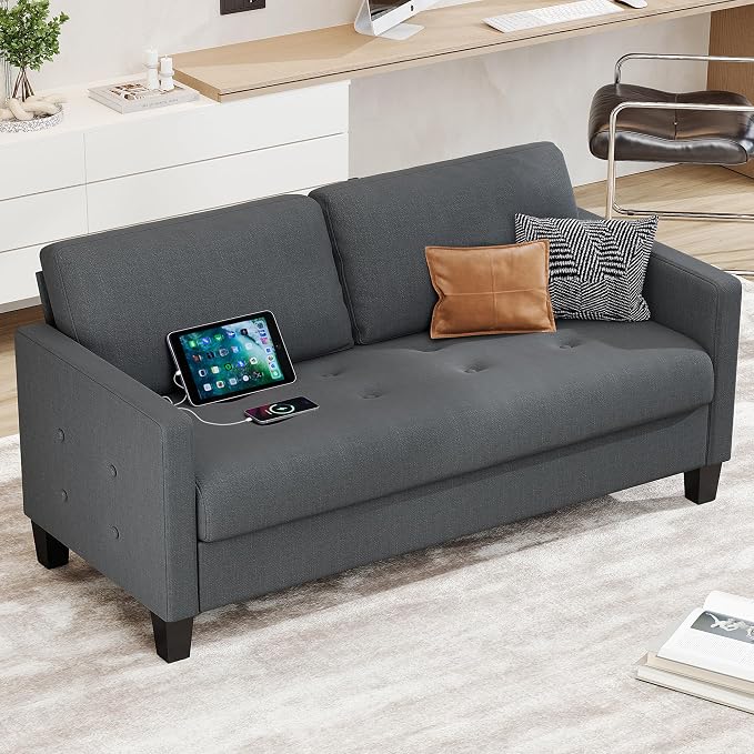 STHOUYN Comfy Loveseat Sofa Small Grey Couch, Small Love Seat Bedroom, Mid by STHOUYN