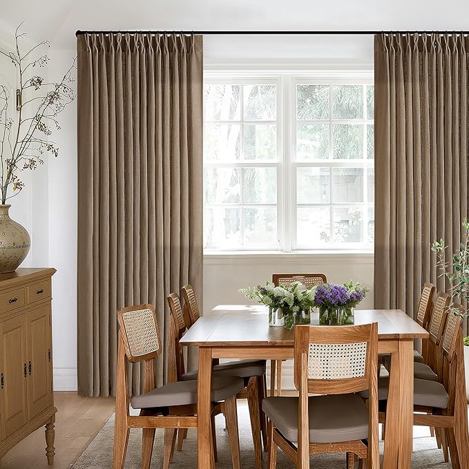 Dutch Cocoa 94 Inch Pinch Pleated Light Filtering Linen Curtains 2 Panels | - Image 7