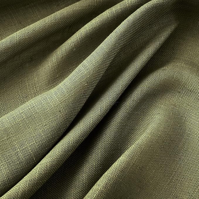 MIULEE Light Olive Green Linen Curtains 52x96 Inch Long 2 Panel - Image 4