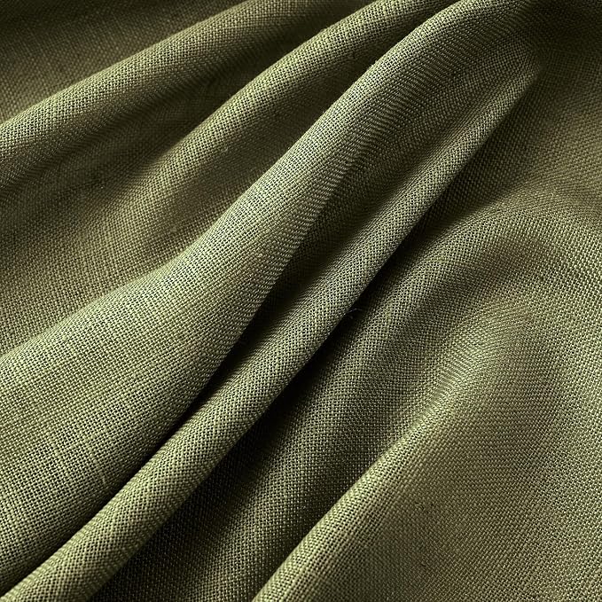MIULEE Light Olive Green Linen Curtains 52x90 Inch Long 2 Panel - Image 4