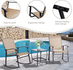 Vongrasig 3 Piece Outdoor Rocking Bistro Set, Textilene Fabric Small Patio - Image 3