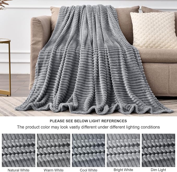 BEDELITE 3D Ribbed Jacquard Grey King Size Blankets - Image 7