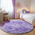 Round Rugs 5ft for Bedroom Living Room, Tie-Dyed Purple Fluffy Circle Area Rug by ONASAR