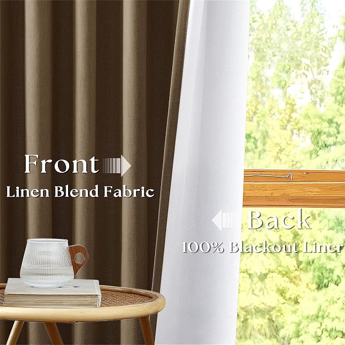Dutch Cocoa Pleated Black Out Linen 45 Inch Curtains - Image 7