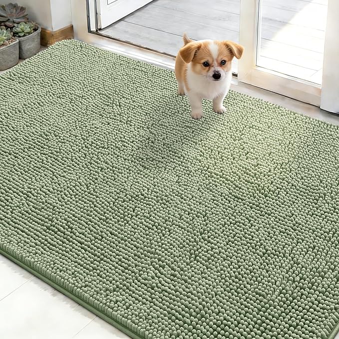 OLANLY Dog Door Mat for Muddy Paws 50x30, Super Absorbent Chenille Mud Mat | by OLANLY