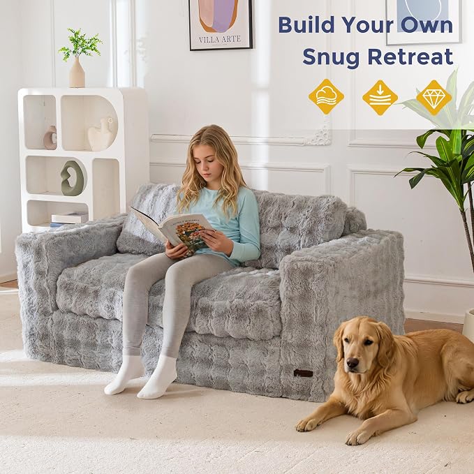 MAXYOYO Loveseat Sofa for Living Room, Small Sofa Couch Tufted Boneless Couch - Image 3
