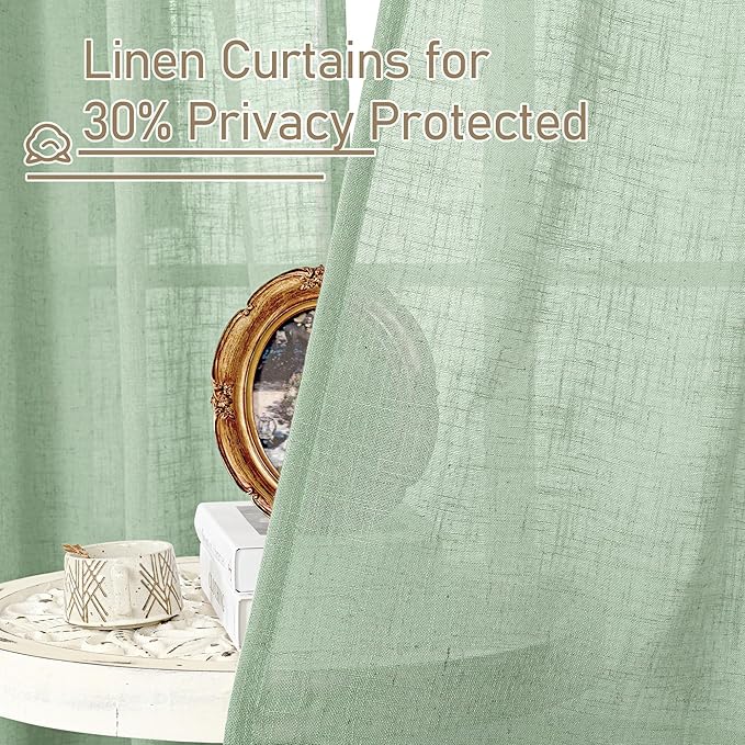 36 Inch Length Linen Semi Sheer Curtains - Image 5