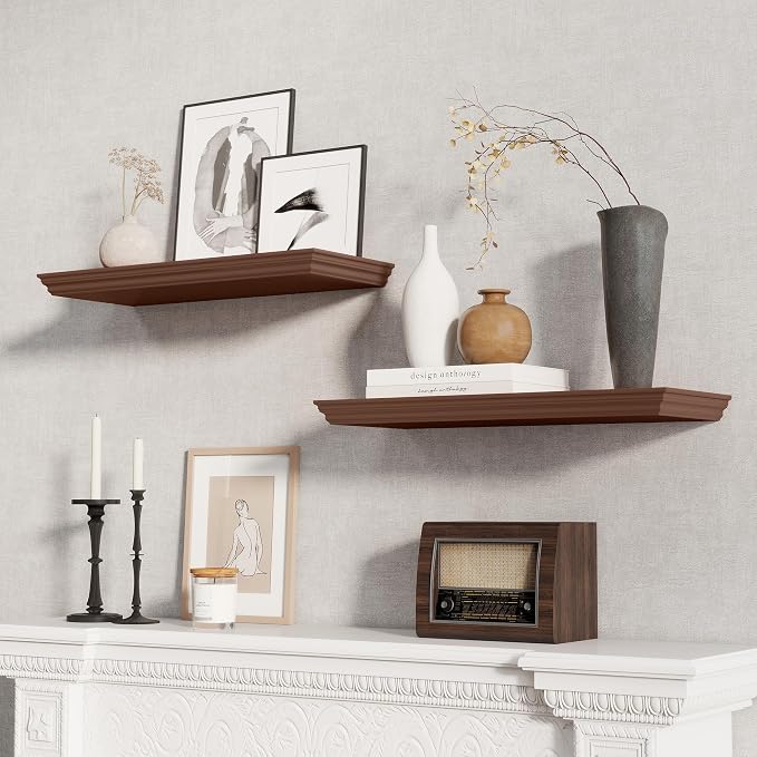 Fun Memories Floating Shelves 24 Inch Long, 9.3 Inch Deep Classic Crown Molding - Image 2