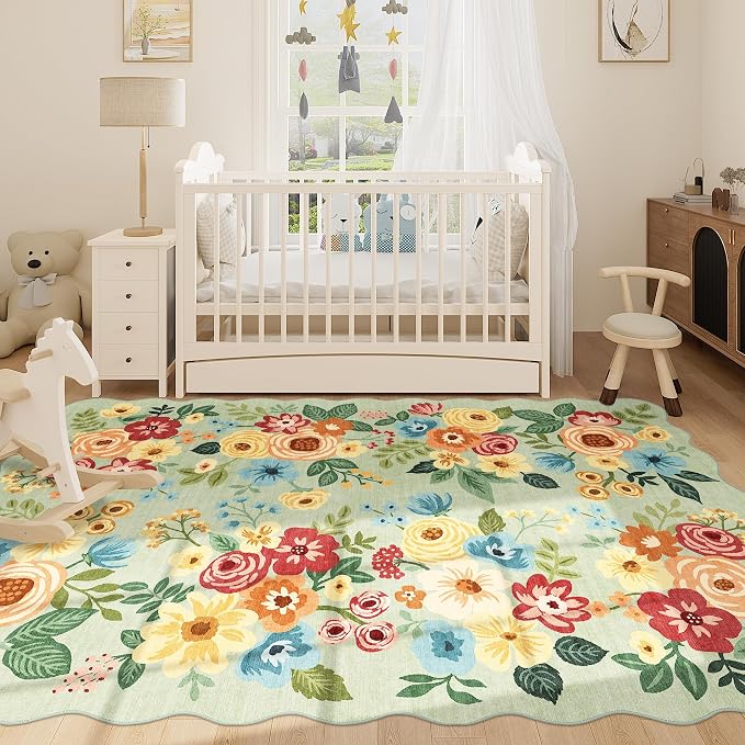 DUKINO 6x9 Area Rugs, Floral Washable Rug - Image 7