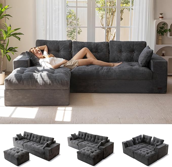 MAXYOYO 104" L Shaped Modular Sectional Sofa by MAXYOYO