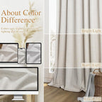 Light Beige Linen 100% Blackout Curtains 96 Inches Long Floor to Ceiling Drapes - Image 7