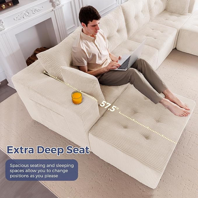 MAXYOYO 129.5" Modular Sectional Sofa Couch, U Shaped Modern Cloud Couch - Image 8