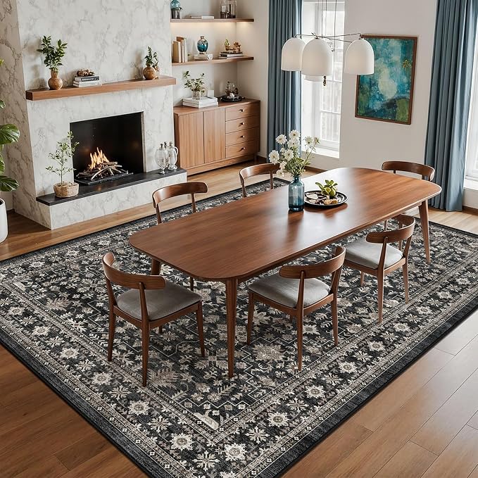 Grey Area Rug 8x10 for Living Room Bedroom | Stain Resistant; Non Slip;Machine - Image 4