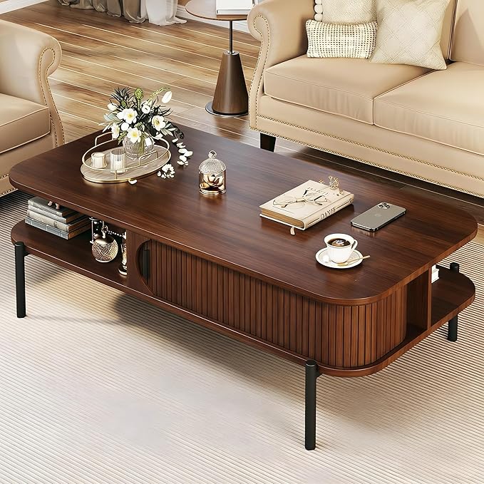 Coffee Table, 47.2" Mid Century Modern Coffee Tables by HUAHUU