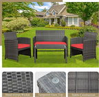 JAMFLY 4 Piece Outdoor Patio Furniture Set, Outdoor Wicker Rattan Chairs - Image 4