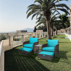 LEVELEVE Balcony Furniture 5 Piece Patio Conversation Set, PE Wicker Rattan - Image 8