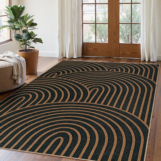 Lahome Modern Rainbow Easy Jute Carpet, Washable 5x7 Area Rugs by Lahome