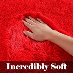 Red Rugs for Living Room Bedroom, 5x8 Fluffy Bedside Area Rug, Soft Plush - Image 2