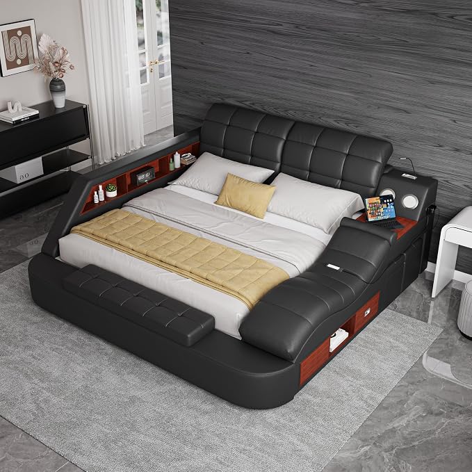 King Size Smart Multifunctional Bed Frame, Platform Bed by AFARTISANFURNITURE