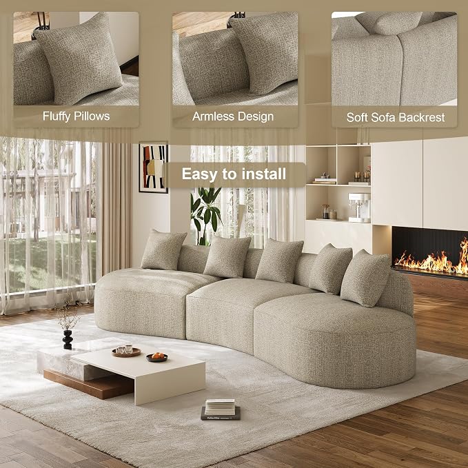134" Oversized Sectional Sofa for Living Room, Modern Luxury Plush Chenille - Image 8
