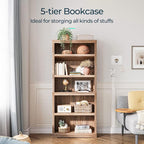 LINSY HOME 5-Shelf Bookcase, Bookshelves Floor Standing Storage Shelves 68 in - Image 4