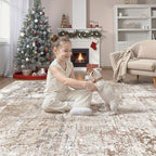 UERMEI Square Area Rugs : Washable 5x5 Neutral Modern Abstract Carpet - Image 4