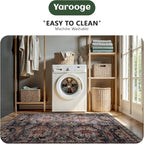 8x10 Area Rugs, Vintage Retro Soft Washable Rug, Non-Slip Low Pile Rugs - Image 5