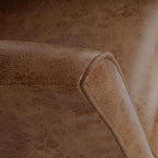 HomePop Modern Barrel Accent Chair, Distressed Brown Faux Leather - Image 9