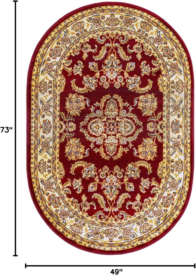 Rugs.com Aditi Collection Rug – 4x6 Oval Red Medium-Pile Rug Perfect - Image 2