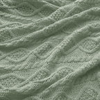 Homiest Cable Knit Throw Blanket and Pillow Set, Sage Green Set of 3, Knitted - Image 6