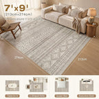 cotiled Boho 7x9 Area Rug for Living Room: Large Moroccan Washable Rug | Solve - Image 7